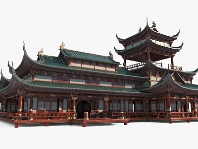 Ancient Chinese Architecture With Curved Eaves Multi Tiered Structure And Ornate Wooden Details 3d model