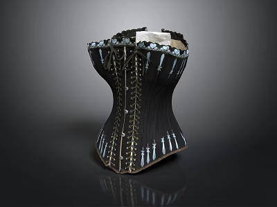 Black Corset Featuring Intricate Lace Details And Decorative Lacing Design 3d model