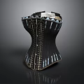 Black Corset Featuring Intricate Lace Details And Decorative Lacing Design