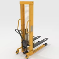 Yellow Manual Forklift Truck With Hydraulic Lift System Steel Frame Safety Grid Guard Castor Wheels
