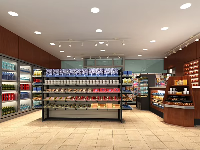 Supermarket With Well Organized Shelves Various Products Refrigerated Cases Bright Lighting And Clean Display Areas 3d model