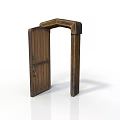 Open Natural Wood Door with Door Frame Home Interior Design