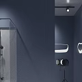 AOJIN Brand Exhibition Display With Blue Panel And Logo In Modern Space