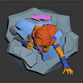 Woman Action Figure With Red Hair Blue And Orange Outfit On Ice Like Base