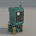 Green Mobile Industrial Equipment With Display Screen Warning Sign And Yellow Wheels Antenna