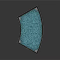 Arc Shaped Glass Tray With Turquoise Blue Surface Dark Metal Frame And Metal Fasteners