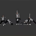 Stylish Gray Hoodies And White Shoes For Dance Poses On Dark Reflective Floor