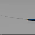 Traditional Samurai Sword With Blue Handle And Silver Blade On Dark Surface