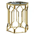 Elegant Gold Geometric Metal Side Table With Modern Design Structure 3d model