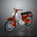 Red And White Retro Motorcycle With Black Seat Side Mirrors And Reflective Surface