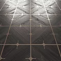 Dark Wood Grain Tiles With Metal Star Shaped Accents In Grid Pattern