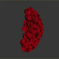 Red Roses Formed Into Heart Shaped Floral Arrangement For Decor
