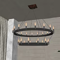 Modern Black Metal Double Ring Chandelier With Candle Style Bulbs For Interior Decor