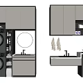 Modern Bathroom Cabinet with Washer Mirror Towels and Sink Storage Design
