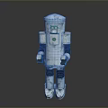 Silver Metallic Robot Character Featuring Blue Eye Jointed Arms And Legs Design