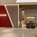Elegant Modern Mall Counter Health Experience Hall Interior With Marble Reception Desk And Tea Area