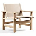 Leisure Chair with Oak Wooden Frame and Light Beige Fabric Cushion for Modern Living Space