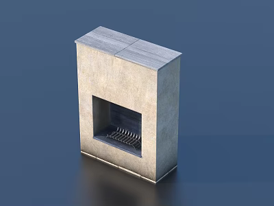 Stylish Courtyard Garden With Modern Stone Outdoor Fireplace And Square Grill Design 3d model