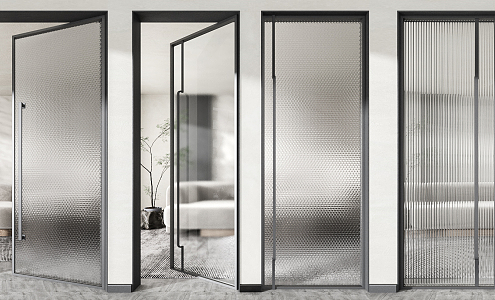 Modern swing door glass swing door single door sliding door combination 3d model