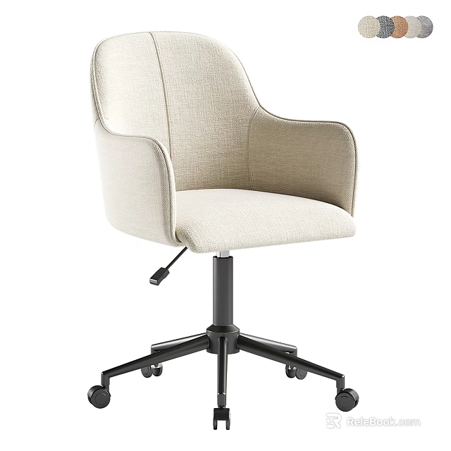 Ergonomic Modern Office Chair With Fabric Upholstery Swivel Base And Adjustable Armrests 3d model 
