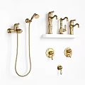 Modern Gold Bathroom Faucets With Shower Head And Wall Mounted Fixtures