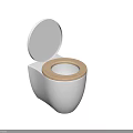 Two White Modern Toilets With Open Lid And Light Brown Seat Design