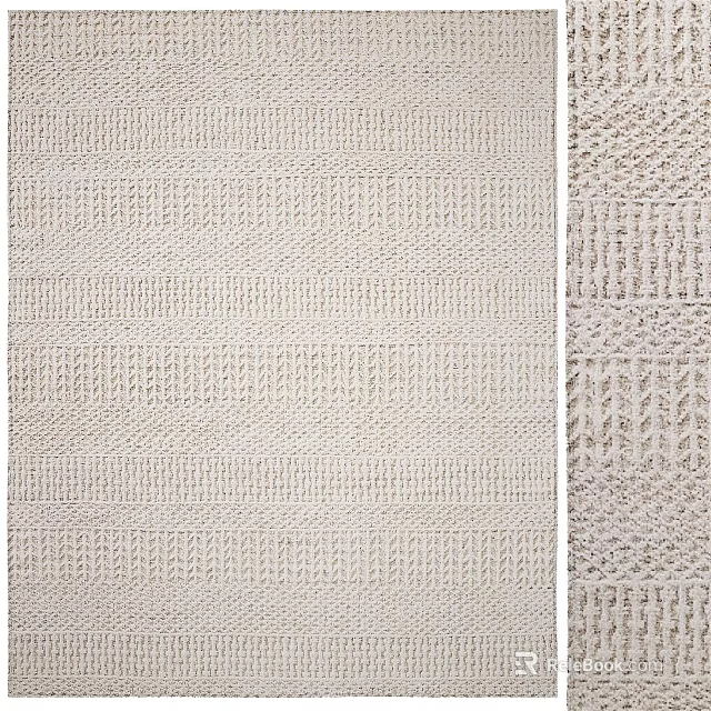 Soft Woven Square Rug with Striped Texture and Neutral Tone for Modern Home Decor 3d model 