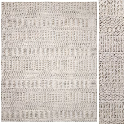 Soft Woven Square Rug with Striped Texture and Neutral Tone for Modern Home Decor 3d model