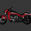 Red and Black Modern Cruiser Motorcycle With Sleek Design And Stylish Wheels