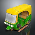 Yellow Roof Green Body Auto Rickshaw With Open Cabin Seats And Windshield