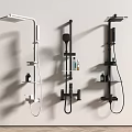 Modern Wall Mounted Shower Faucets With Rainfall Head Handheld Sprayer And Storage Shelves
