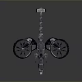 Futuristic Drone With Large Black Rotors And Silver Gray Complex Structure 3d model
