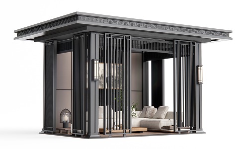 New Chinese style gallery pavilion 3d model