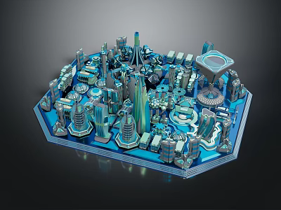 Futuristic Urban Architectural Model With Diverse Modern Building Designs And Geometric Structures 3d model