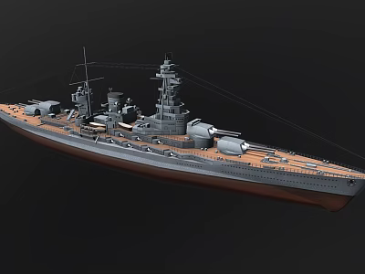 Detailed Warship 3D Model With Turrets Deck And Naval Architecture Design 3d model