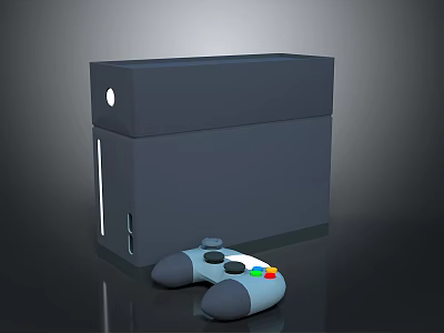 Sleek Gray Game Console With Wireless Controller And Modern Design 3d model