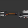 Multi Jointed Robotic Arm With Black Metal Frame Orange Cables And Rotating Components