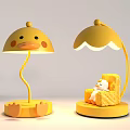 Cute Yellow Cartoon Duck Table Lamp With Adorable Design And Small Duck Figurine On Base