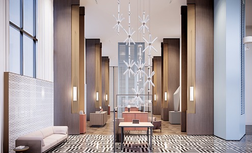 Modern Hotel Lobby 3d model