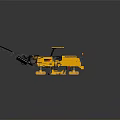 Yellow Construction Paver Machine With Long Screed On Black Background Reflection