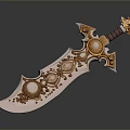 Ornate Decorative Sword With Gold Silver Ornaments And Pearl Accents