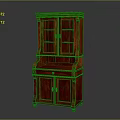 Traditional Dark Brown Solid Wood Storage Cabinet With Upper Glass Doors And Lower Drawers