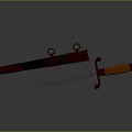 Adventurer Character Wielding Orange Handle Dagger With Black Sheath And Metal Blade