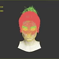3D Character Female Head Model Featuring Brown Bun Hairstyle White Facial Details And Gray Background