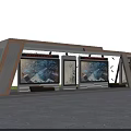 Modern Roadside Bus Shelter Featuring Yellow Frame Large Digital Screens Benches And Tall Buildings