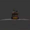 Weathered Red Truck With Front Snow Plow And Custom Roof Structure Build