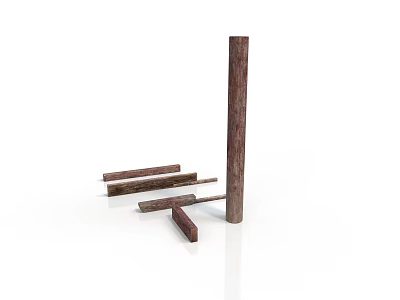 Organ And Hair Structure Model Featuring Brown Wooden Sticks In Different Lengths 3d model