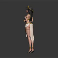 Egyptian Woman Wearing White And Gold Traditional Costume With Golden Headdress And Ornaments