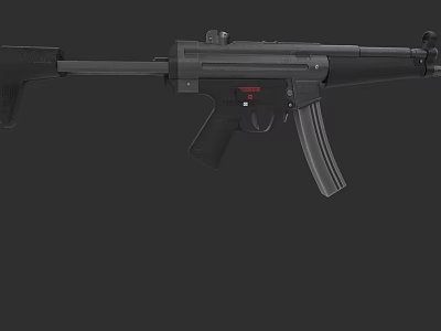 Modern Black Submachine Gun With Magazine Barrel Stock And Trigger Details 3d model