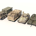 Tracked Military Tanks and Armored Trucks in Military Vehicle Lineup